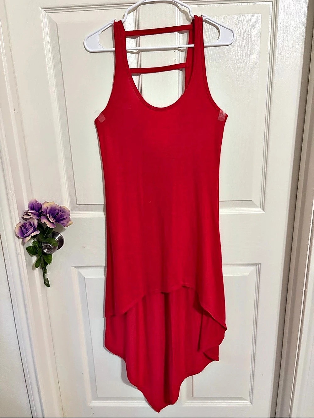 Ambiance Red Asymmetrical Maxi Dress Like New